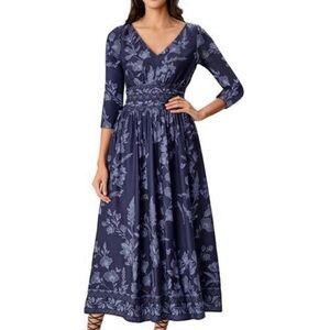Eshakti Floral Navy Blue Dress